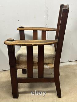 Rare signed Harden arts crafts mission oak arm chair original finish 1910