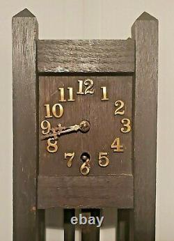 Salesman miniature Grandfather Clock fumed oak stickley era mission arts craft