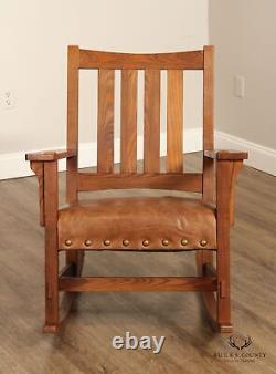 Sam Moore Mission Style Oak And Leather Rocker