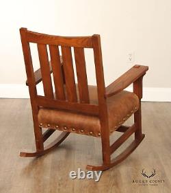 Sam Moore Mission Style Oak And Leather Rocker