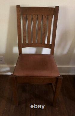 Set Of 8 AUDI STICKLEY Mission Oak Cottage Dining Room/Side Chairs Leather Seat