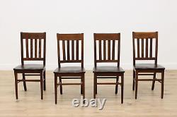 Set of 4 Antique Craftsman Mission Oak Dining Chairs #47583