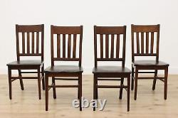 Set of 4 Arts & Crafts Mission Oak Antique Dining Chairs #49167