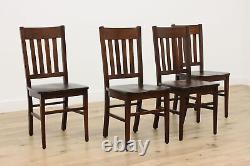 Set of 4 Arts & Crafts Mission Oak Antique Dining Chairs #49167