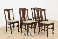 Set of 6 Arts & Crafts Mission Oak Antique Dining Chairs #47384