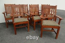 Set of Eight Vintage Gustav Stickley Mission Oak Arm Chairs Arts & Crafts