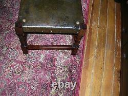 Signed antique quartersawn oak arts and craft mission foot stool table