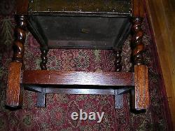 Signed antique quartersawn oak arts and craft mission foot stool table
