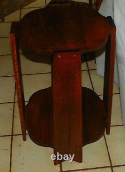 Solid Oak Mission Arts and Crafts Plant Stand / Side Table (PS98)