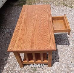 Solid Oak Mission Coffee Table with Drawer (CT-20)