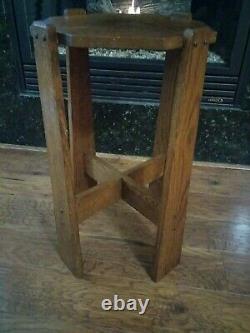 Solid Oak Octagonal Arts & Crafts Mission Side Table or Plant Stand