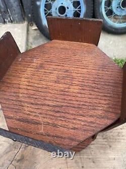 Solid Oak Octagonal Arts & Crafts Mission Side Table or Plant Stand Rare Size