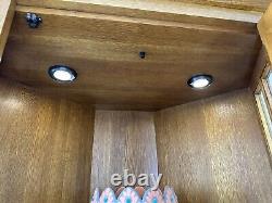 Stickley Angled Oak Corner Cabinet With Lights 89-1719