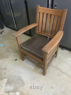 Stickley Armchair-L. & J. G. Stickley Mission Oak Slatback Chair
