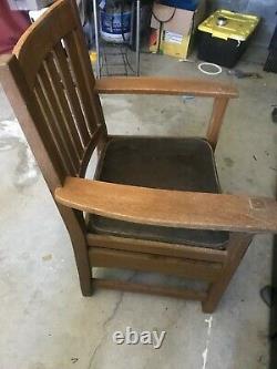 Stickley Armchair-L. & J. G. Stickley Mission Oak Slatback Chair