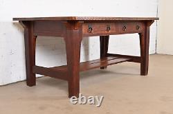 Stickley Brothers Antique Mission Oak Arts & Crafts Desk or Library Table, 1900