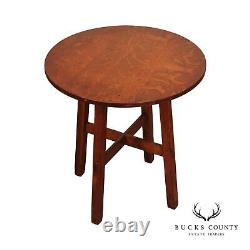 Stickley Brothers Antique Mission Oak Round Lamp Table