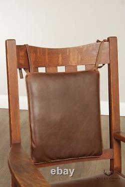 Stickley Brothers Antique Mission Oak and Leather Armchair