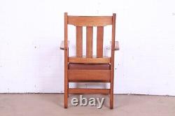 Stickley Brothers Mission Oak Arts & Crafts Arm Chairs, Pair