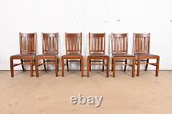 Stickley Brothers Style Antique Mission Oak Arts & Crafts Dining Chairs, Six