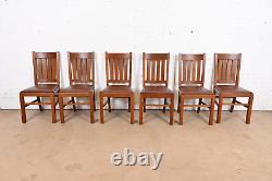 Stickley Brothers Style Antique Mission Oak Arts & Crafts Dining Chairs, Six