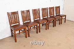 Stickley Brothers Style Antique Mission Oak Arts & Crafts Dining Chairs, Six