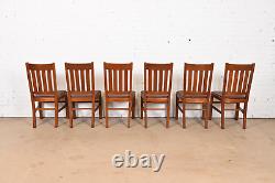 Stickley Brothers Style Antique Mission Oak Arts & Crafts Dining Chairs, Six