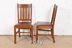 Stickley Brothers Style Antique Mission Oak Arts & Crafts Dining Chairs, Six