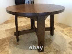 Stickley Mission Collection 42 inch Round Oak Commemorative Library Table