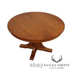 Stickley Mission Collection 52 Inch Round Oak Expandable Dining Table