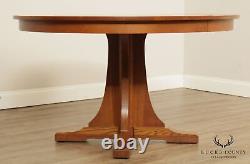 Stickley Mission Collection 52 Inch Round Oak Expandable Dining Table