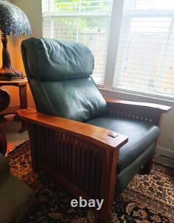 Stickley Mission Collection Bow Arm Cherry Wood and Leather Morris Recliner