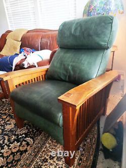 Stickley Mission Collection Bow Arm Cherry Wood and Leather Morris Recliner