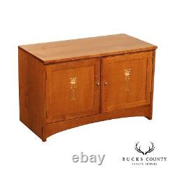 Stickley Mission Collection Inlaid Oak Harvey Ellis TV Console with Doors