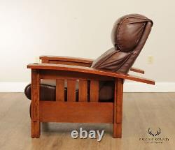 Stickley Mission Collection Oak Bow Arm Reclining Morris Chair