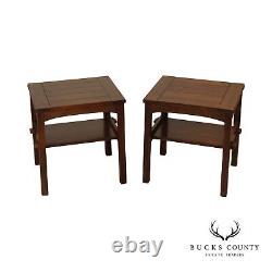 Stickley Mission Collection Oak Butterfly Top Pair End Tables