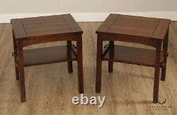 Stickley Mission Collection Oak Butterfly Top Pair End Tables