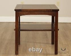 Stickley Mission Collection Oak Butterfly Top Pair End Tables