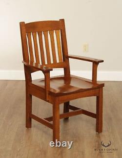Stickley Mission Collection Oak Cottage Armchair with Wood Seat