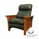Stickley Mission Collection Oak Green Leather Spindle Morris Recliner