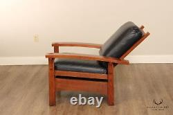 Stickley Mission Collection Oak Gus Bow Arm Morris Chair (A)
