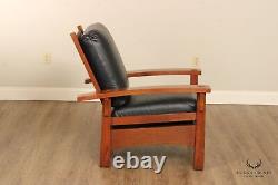 Stickley Mission Collection Oak Gus Bow Arm Morris Chair (A)