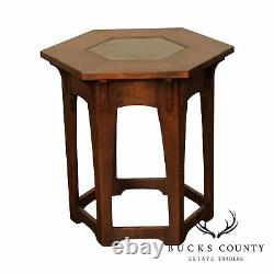 Stickley Mission Collection Oak Gus Tile Top Taboret Side Table