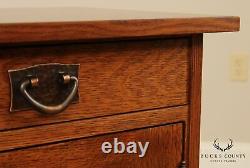 Stickley Mission Collection Oak Hinged Inlaid Cabinet Nightstand