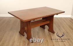 Stickley Mission Collection Oak Keyhole Trestle Dining Table