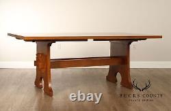 Stickley Mission Collection Oak Keyhole Trestle Dining Table