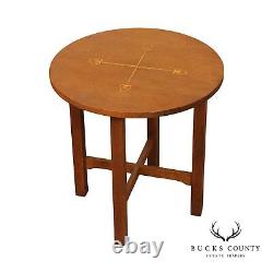 Stickley Mission Collection Oak Lamp Table with Inlay