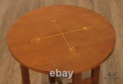 Stickley Mission Collection Oak Lamp Table with Inlay