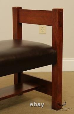 Stickley Mission Collection Oak Leather Seat Bench (B)