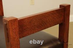 Stickley Mission Collection Oak Leather Seat Bench (B)